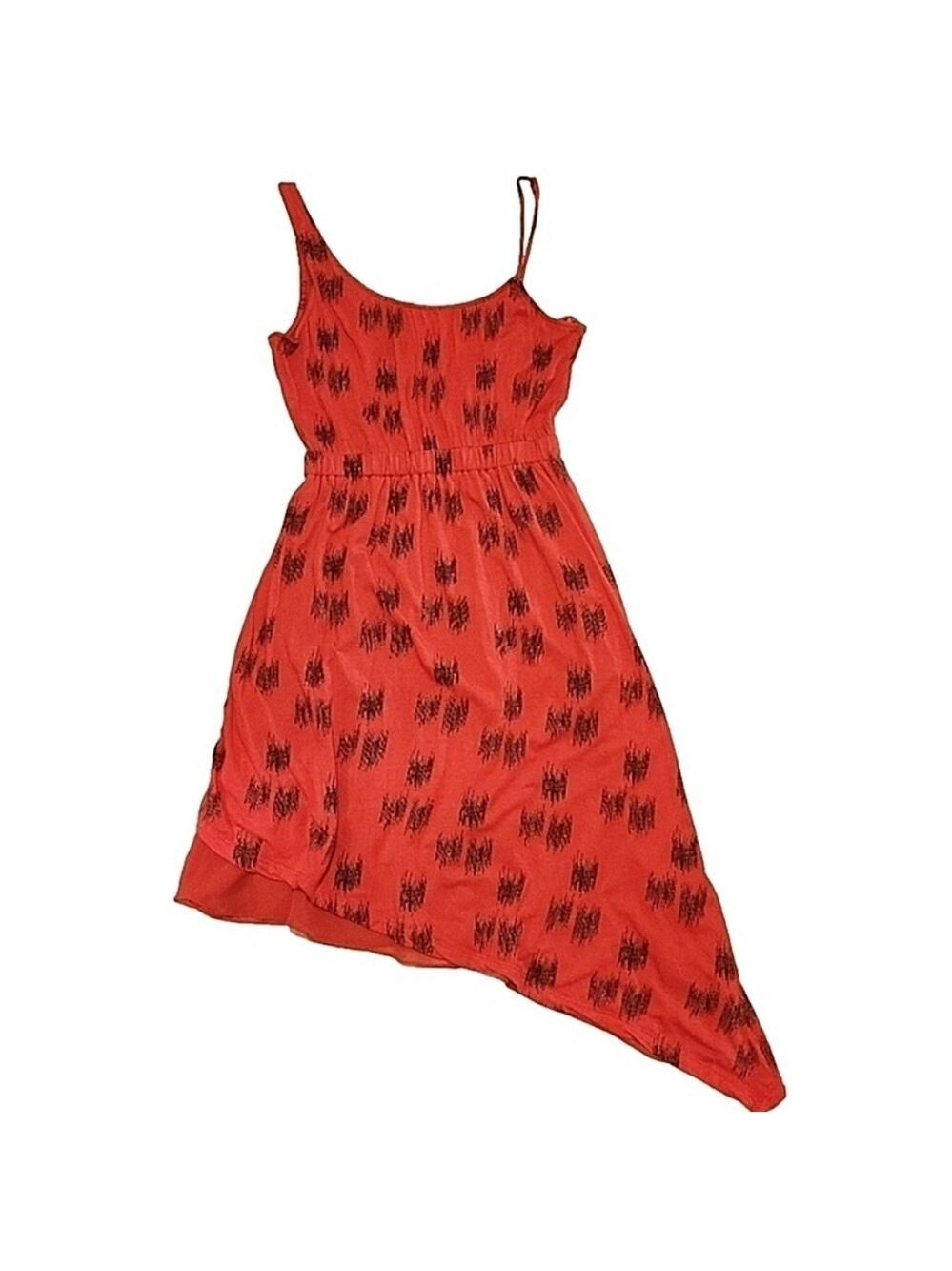 GENTLE FAWN ASSYMETRICAL ONE SHOULDER RED BLACK HIGH RISE MIDI DRESS SMALL